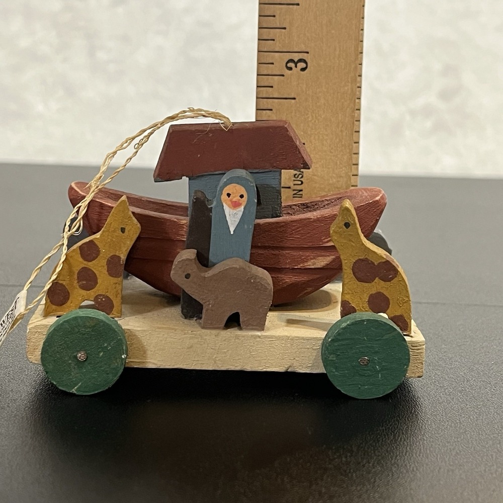 Noah's Ark Wooden Ornament Decor Primitive Folk Art Midwest Importers Vintage